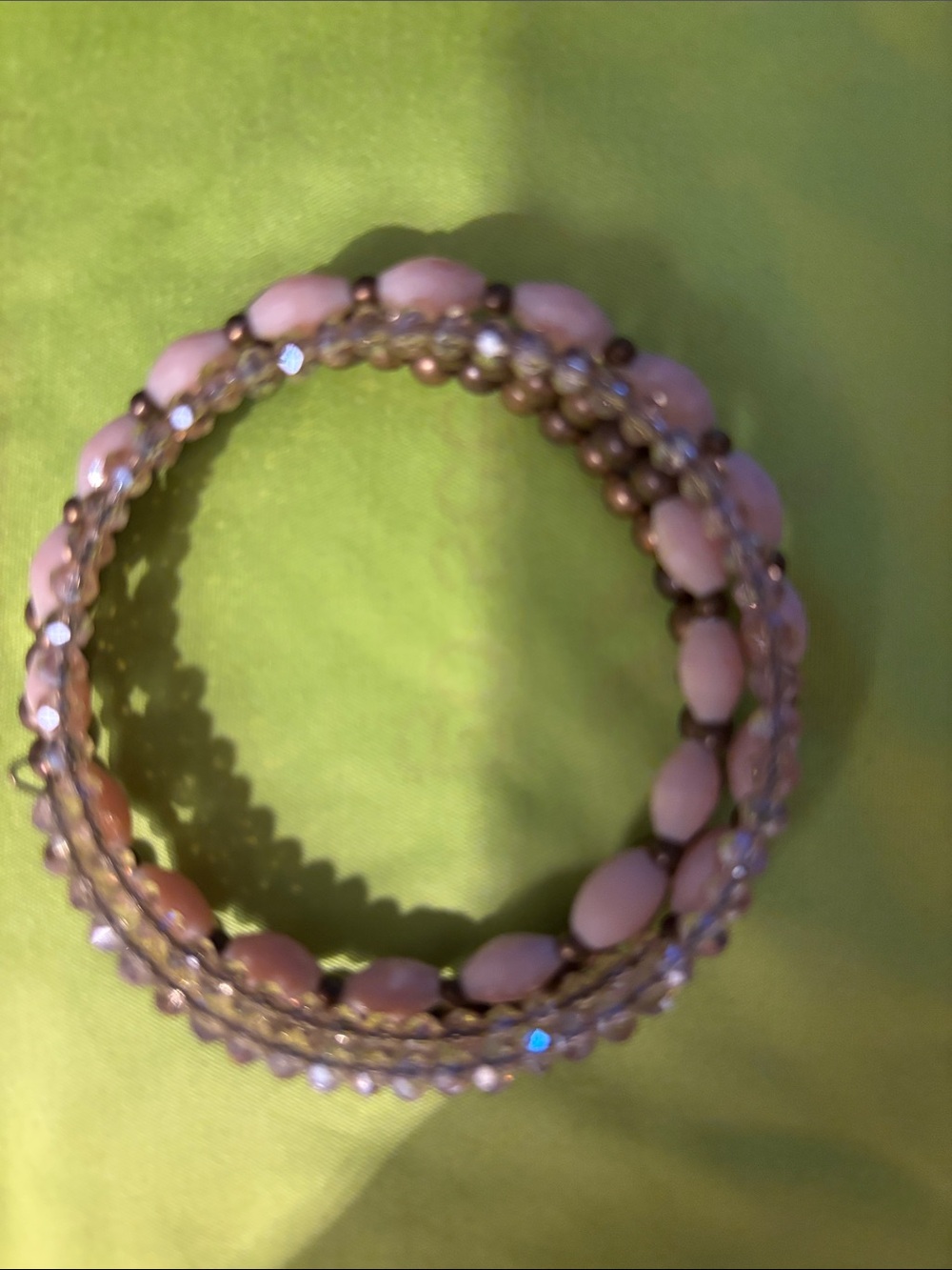 Women’s Pink Beaded Coil Bracelet - Elegant Stretch Stack